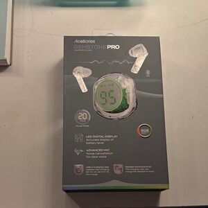 Gemstone Pro Wireless Earbuds — White (with blue)